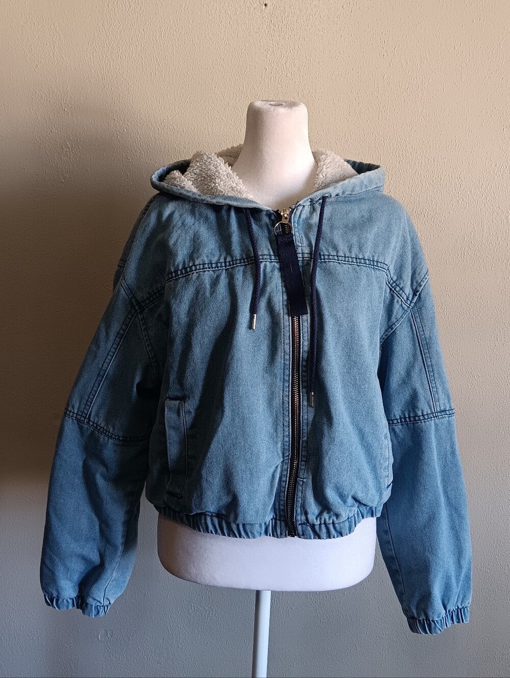 Ashley Vintage Charm Lined Cropped Denim Jacket, Full Zip Womens XL Extra Large - Picture 2 of 10